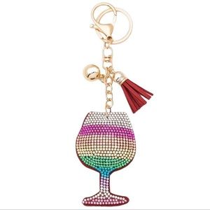 Bling Rhinestone Puffy Cheers Key and Bag Ring.